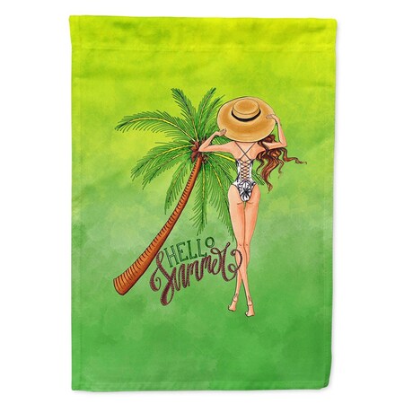 Carolines Treasures Hello Summer Lady in Swimsuit Flag Canvas House Size BB7452CHF